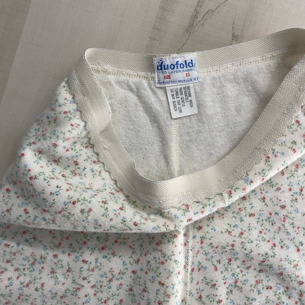 vtg 70s DUOFOLD floral layering leggings pants pajamas lounge ski snow warm 10